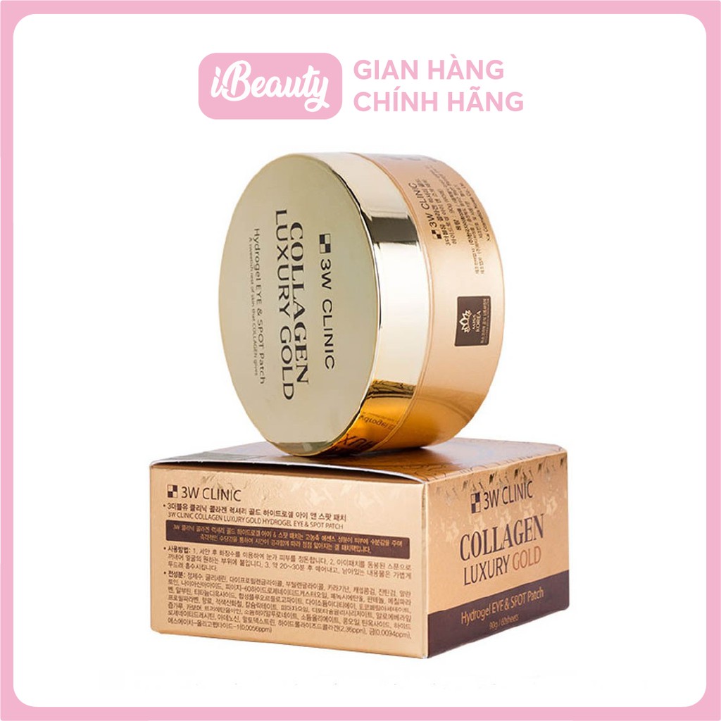 Mặt Nạ Mắt Tinh Chất Vàng 3W Clinic Collagen Luxury Gold Hydrogel Eye & Spot Patch - Hàn Quốc chính hãng
