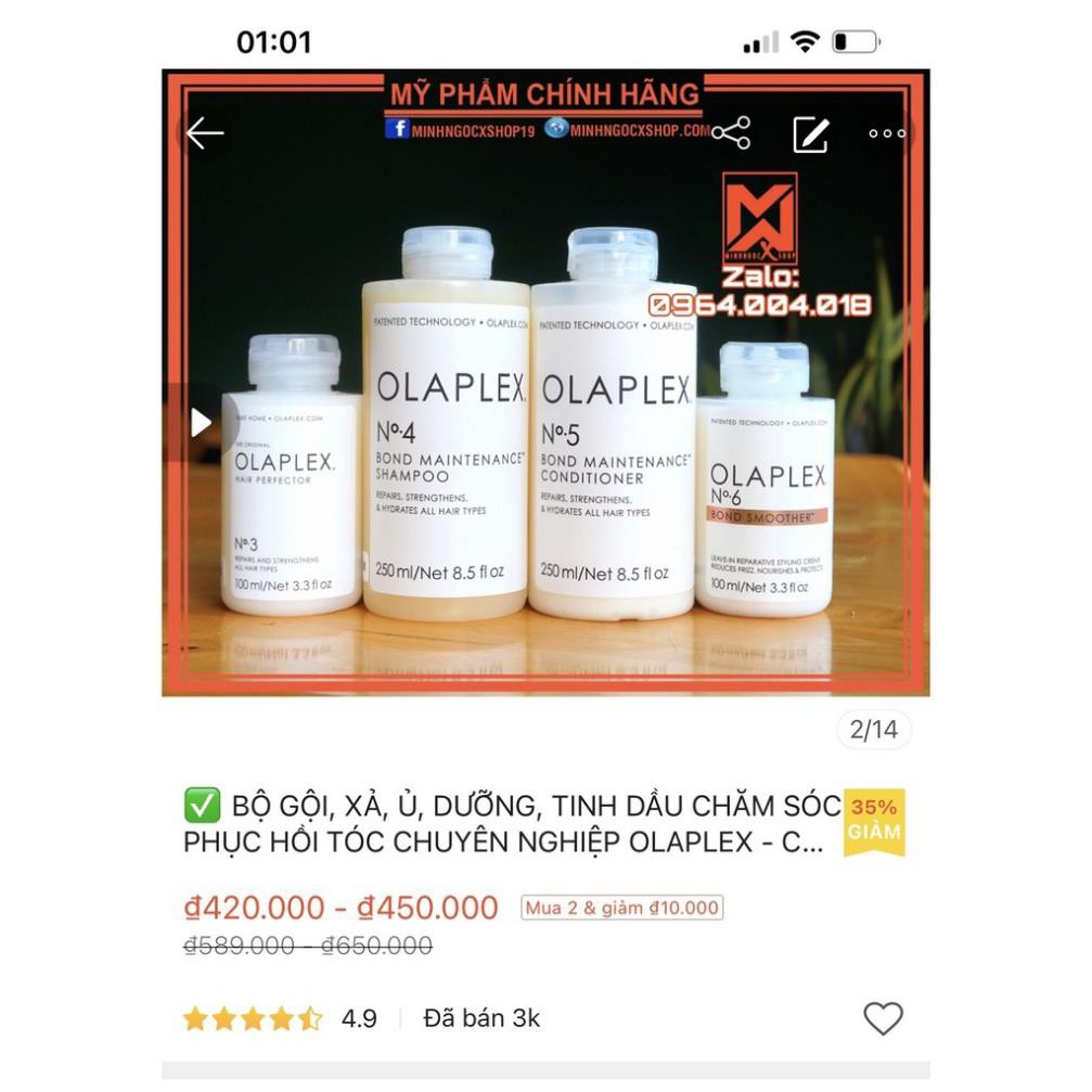 ✅[ OLAPLEX ] BỘ SẢN PHẨM CHĂM SÓC TÓC CHUYÊN NGHIỆP OLAPLEX - DÙNG TẠI NHÀ