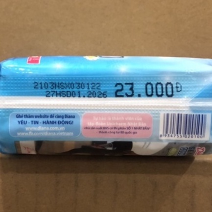 [Tặng Thêm 2 Miếng]Băng Vệ Sinh Diana Sensi Cool Fresh Mặt Bông 23cm Có Cánh - 8 Miếng Mẫu Mới Hoa Cúc
