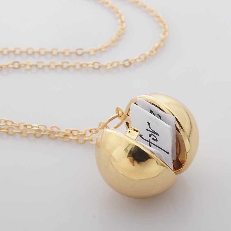 Creative Custom Handmade Secret Message Ball Locket Necklace Friendship Gifts