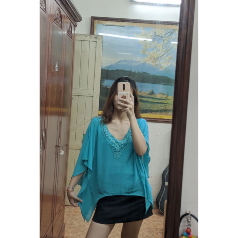 Áo voan xanh cánh dơi size L