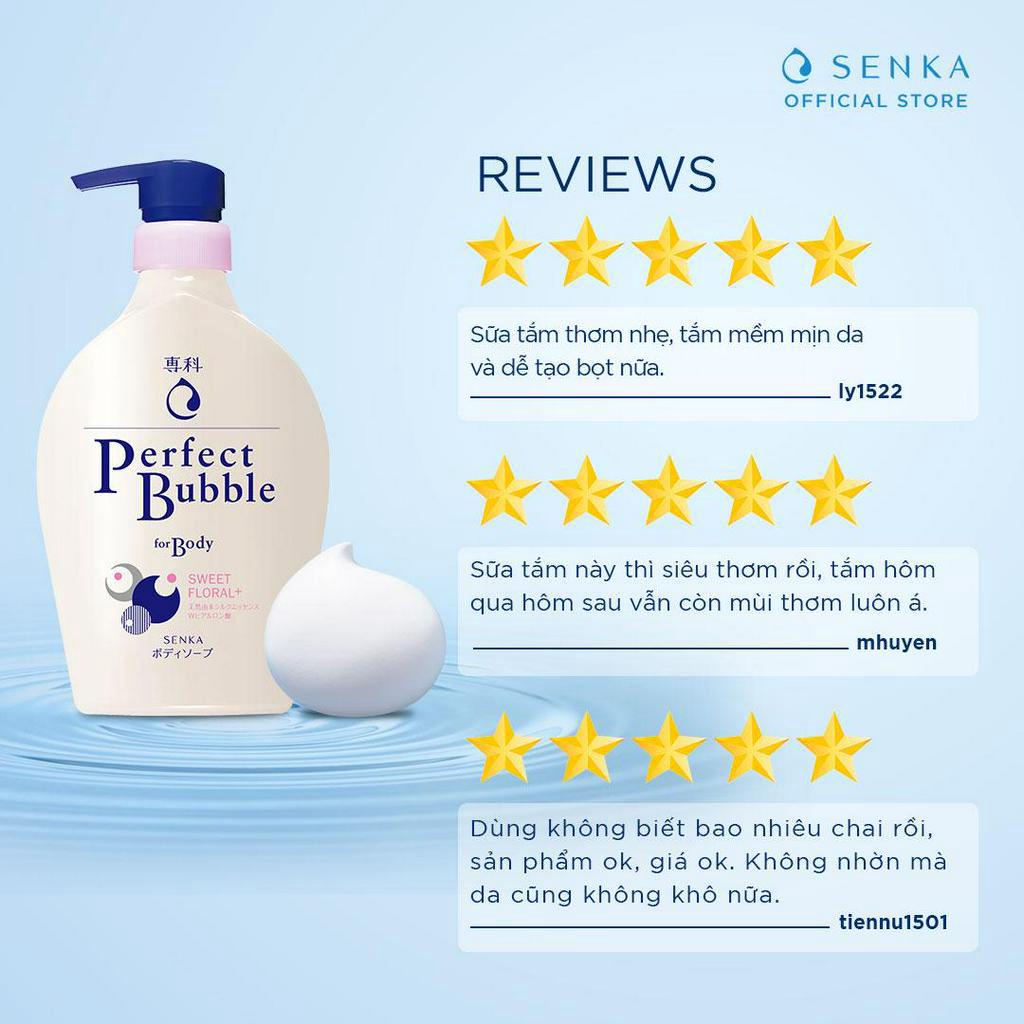 Sữa tắm Dưỡng Ẩm Tạo Bọt Senka Perfect Bubble 500ml - Sữa tắm tạo bọt Kháng Khuẩn NGĂN MỤN