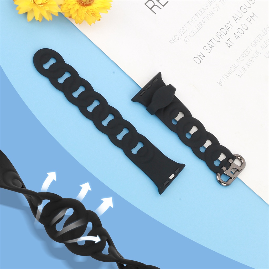 Dây Đeo Silicon Thời Trang Sang Trọng Cho Đồng Hồ iWatch 38mm 40mm 42mm 44mm 41 45mm