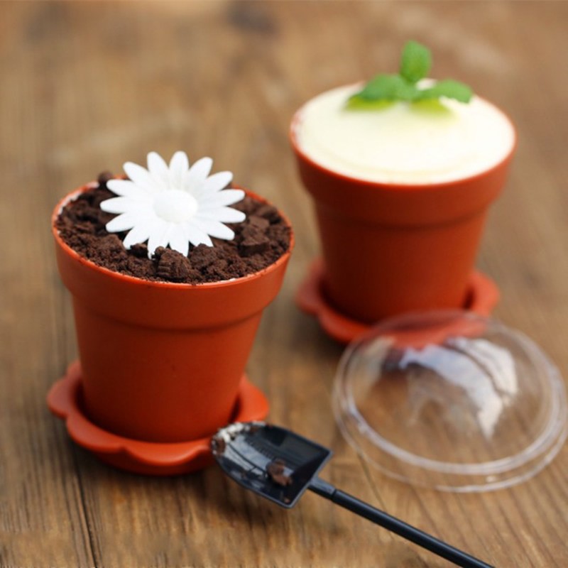 Bộ 5 Cốc nhựa chậu cây nhiều mầu làm bánh Tiramisu