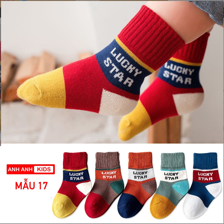 Set 5 đôi Tất cho bé  - Tất trẻ em Thu Đông Cotton Cao Cấp Từ 1 Đến 12 Tuổi ANHANHKIDS - Có bán sỉ