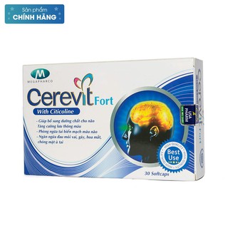 Hoạt Huyết Dưỡng Não Cerevit Fort - Phòng Ngừa Tai Biến Mạch Máu Não - Hết Đau Đầu Hoa Mắt Chóng Mặt Ù Tai - Hộp 30 Viên
