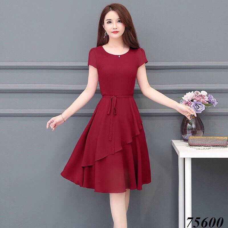 Đầm voan chiffon xếp tà nhẹ nhàng nữ tính cho phái đẹp / có size XXL