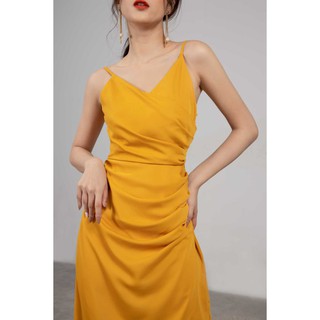Đầm lụa hai dây, đầm dự tiệc xếp ly