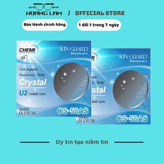 Tròng kính cận đổi màu chemi u2 1.56 đổi màu, chống xước, phủ nano mắt kính hoàng lâm 104