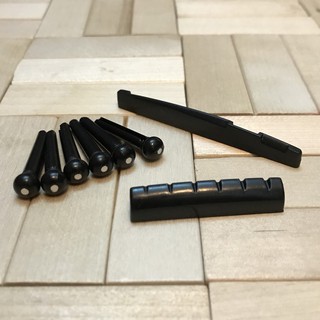 Combo 6 chốt dây đàn và bộ lược ngựa cho đàn Guitar màu đen