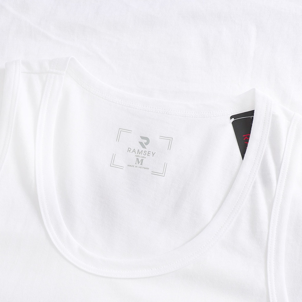 Áo Ba Lỗ Nam thun 3 Lỗ Trắng Trơn Lót trong Sơ Mi 100% Cotton Mềm Mịn Co Giãn Siêu Thấm Mồ Hôi Ramsey RSC_201.