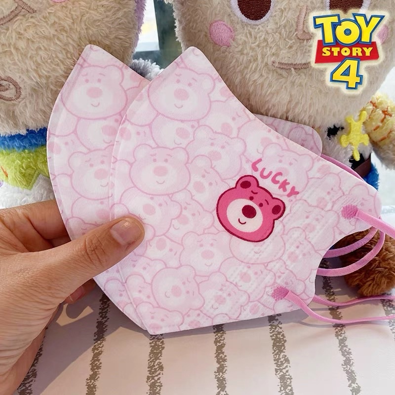 Khẩu trang trẻ em  + Người lớn 10 cái khẩu trang gấu Teddy nâu- Losto Hồng