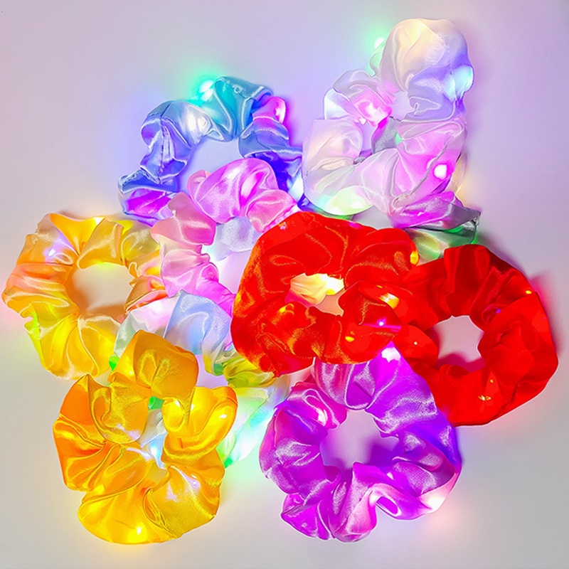 Dây Cột Tóc Cao Su Co Giãn Phối Đèn Led Lấp Lánh Nhiều Màu Thời Trang Cho Nữ