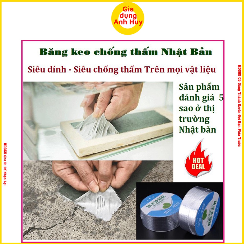 Băng keo chống thấm Siêu Dính nhật bản size 5cm và 10 cm Chính hãng