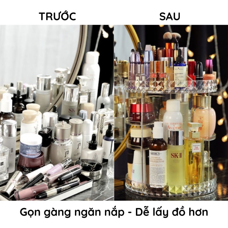 🪐SALE🪐KỆ ĐỰNG MỸ PHẨM TRỤ XOAY 360 ĐỘ TIỆN DỤNG