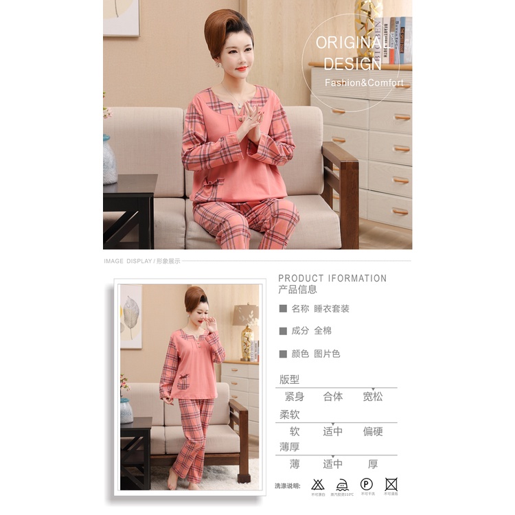 Bộ Đồ Ngủ Cotton Cổ Tròn Tay Dài Thời Trang Xuân Thu Dành Cho Nữ | BigBuy360 - bigbuy360.vn