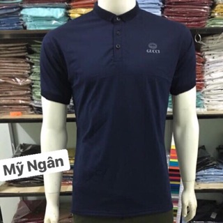 Áo thun có cổ màu xanh đen Nam Nữ Bigzie