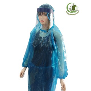 Áo mưa bộ - quần áo bảo hộ phòng dịch - kèm mặt nạ kính - giao màu ngẫu nhiên