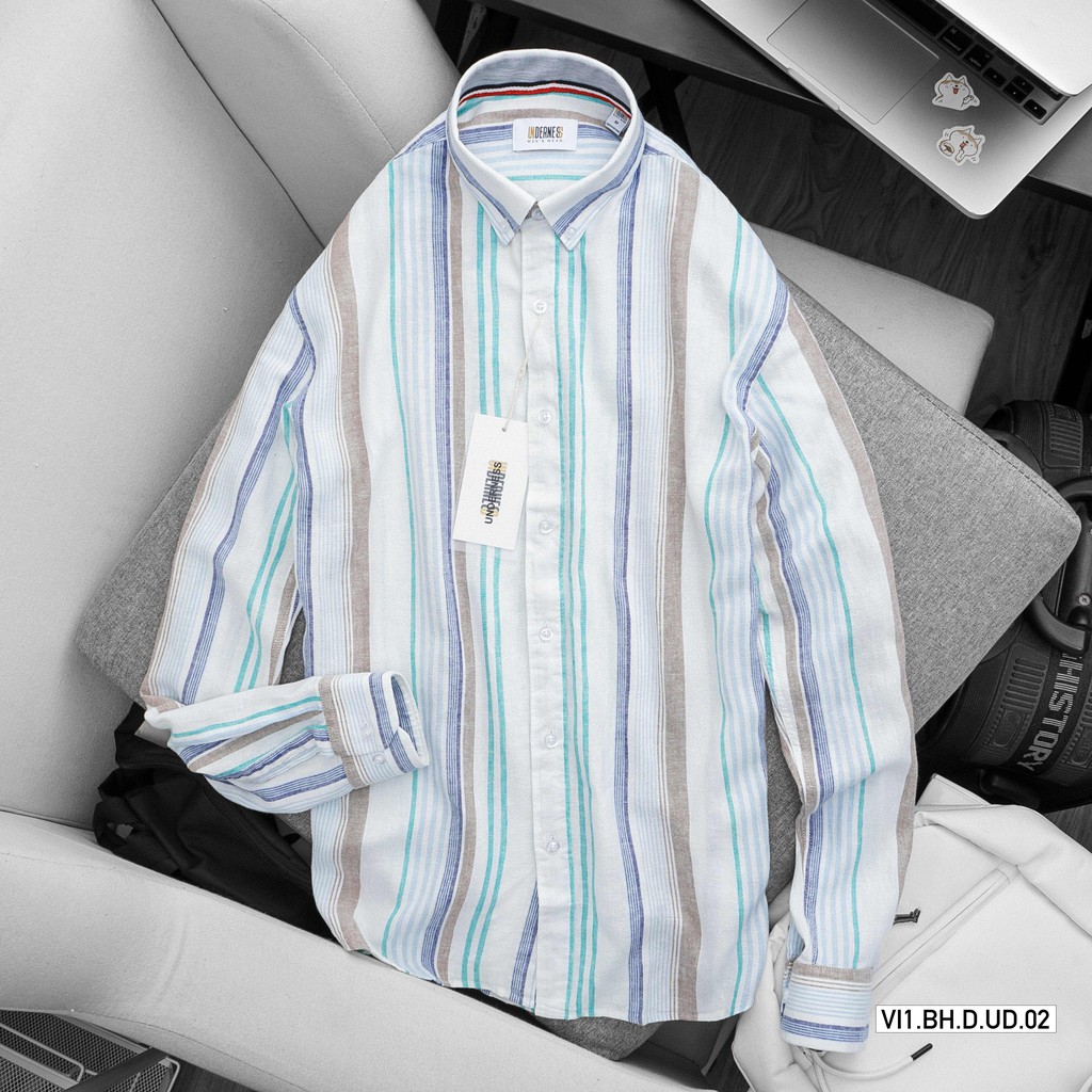 Áo sơ mi dài tay kẻ xọc linen cao cấp DICYDE VI1.BH.D.UD.02 | BigBuy360 - bigbuy360.vn