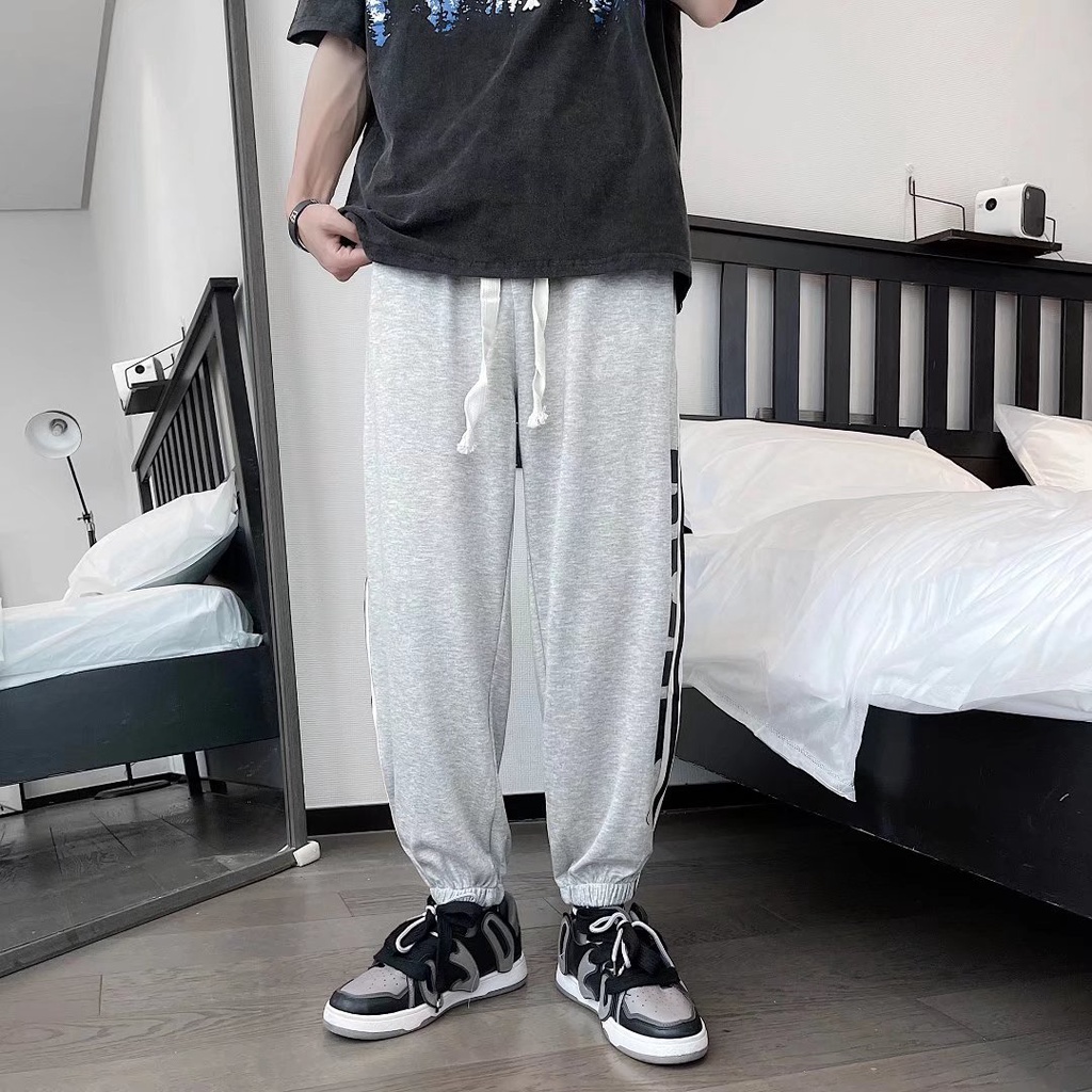 Quần Legging Dây Rút Dáng Rộng In Họa Tiết Phong Cách Hàn Quốc Thời Trang Cho Nam Và Nữ