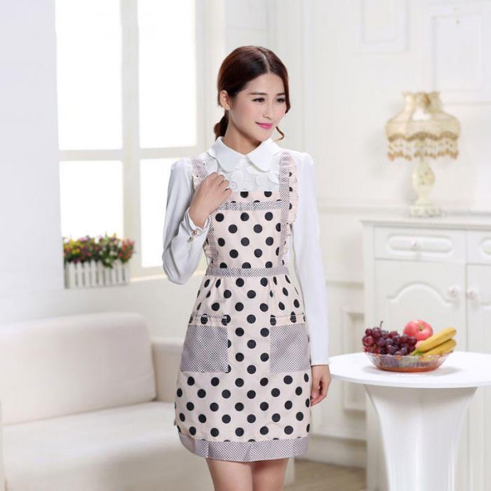 Tạp dề nấu ăn hai lớp dày dặn họa tiết kẻ sọc chống thấm nước chống dầu có túi tiện lợi cho nữ