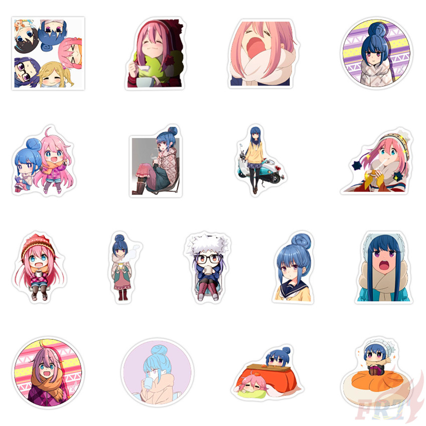 Set 50 hình dán phong cách Yuru Camp - Series 02 trang trí sổ tay máy tính ván trượt đa dụng