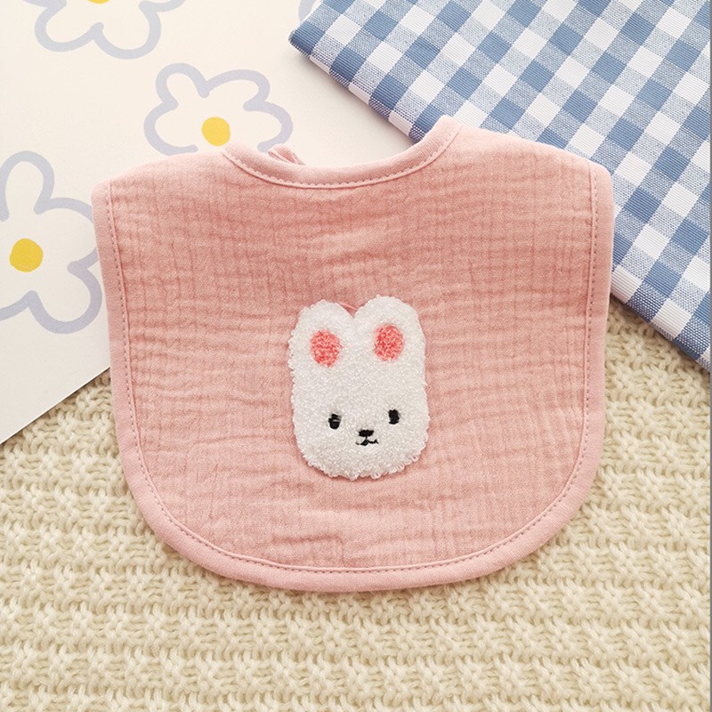Yếm Xô Muslin Thêu Gấu Len Phong Cách Hàn Cực Xinh Cho Bé Yêu,Khăn Yếm Xô Chữ U Babibu - YXH
