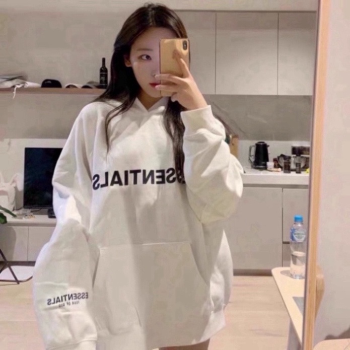 [FREE SHIP] Áo hoodie Unisex chữ ESSENTIALS màu đen trắng be xám đậm chất nỉ bông có mũ dài tay phong cách Ulzzang form | BigBuy360 - bigbuy360.vn