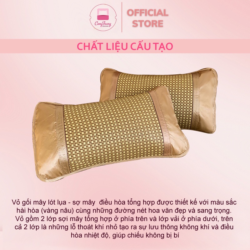 Vỏ Gối Đầu Chất Liệu Mấy Lót Lụa -  Loại Dầy Sợi Mây Tổng Hợp Cao Cấp - Thông Minh - Thoáng Khí - Mát Rượi