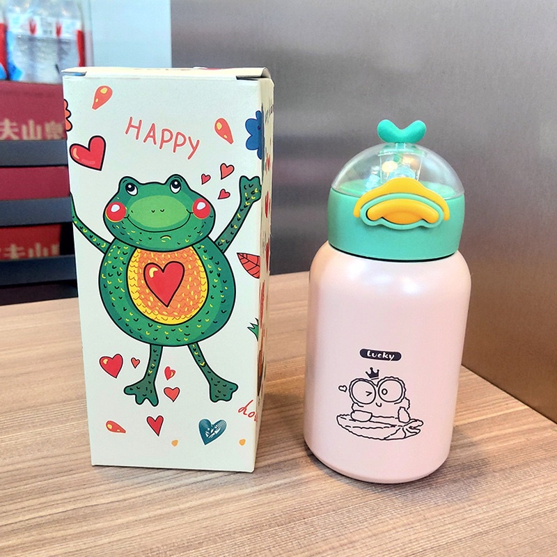 Bình Giữ Nhiệt Good Duck 450ML, Bình Nước Cho Bé Đi Học Có Ống Hút Tiện Lợi