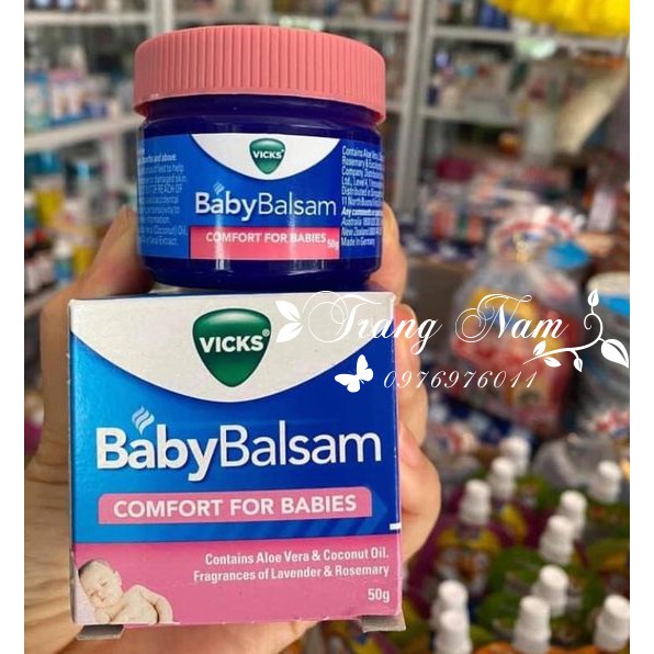 Dầu thoa ấm ngực, giảm ho và sổ mũi cho bé Vicks Baby Balsam 50gr (Úc)