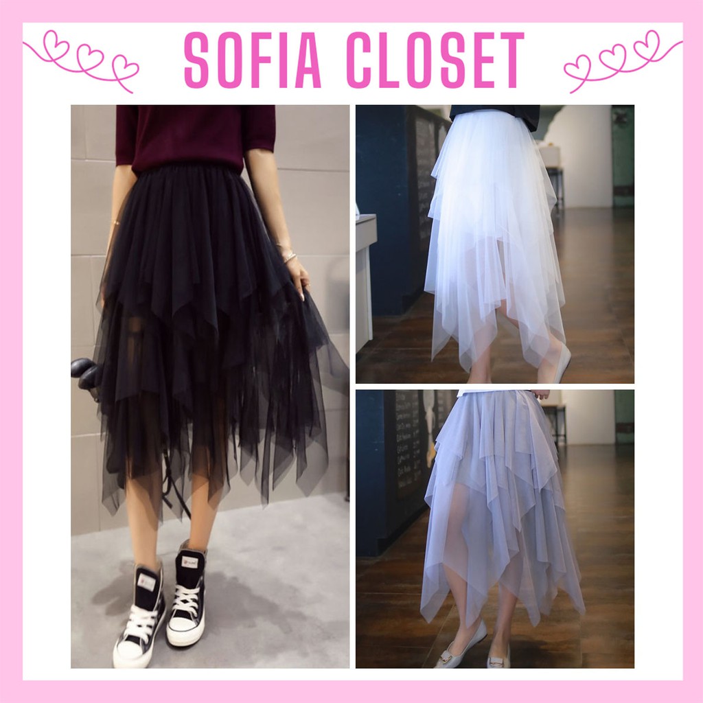 Chân váy xòe, chân váy chữ A phong cách Hàn Quốc 🌸 Chân váy ulzzang lưới vạt xéo cho bạn nữ 🌸 Sofia Closet 🌸