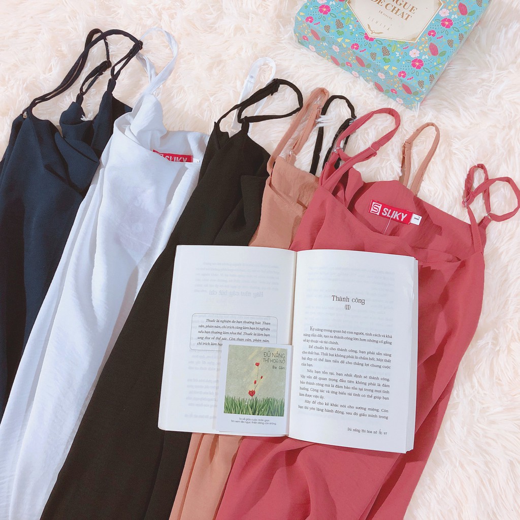 Váy 2 dây đũi xuông - Đầm trơn basic nữ CỰC XINH - 4BASIC - VX01