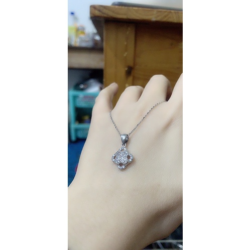 Mặt dây chuyền hoa dài thật đá bạc thật phủ vàng trắng NGỌC MẬU