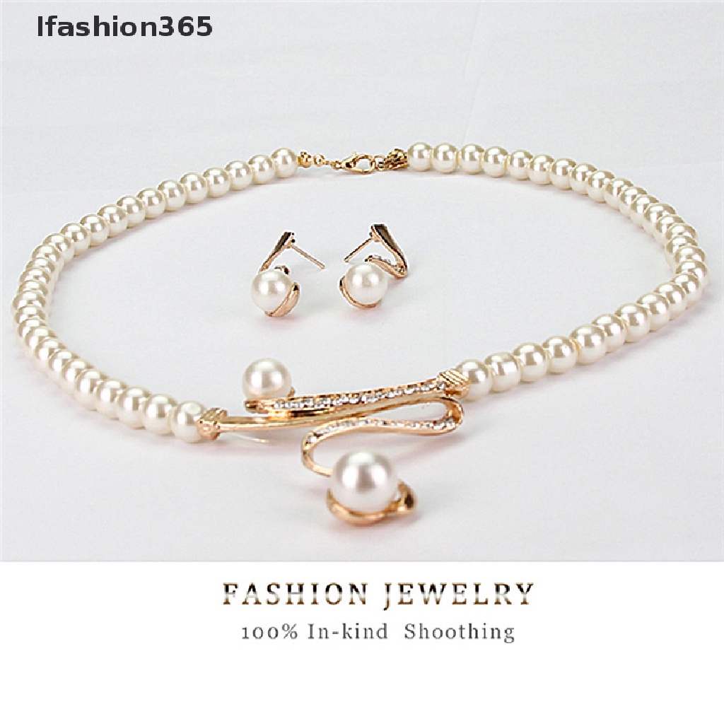 Bộ Vòng cổ + bông tai đính ngọc trai giả 365 cho cô dâu