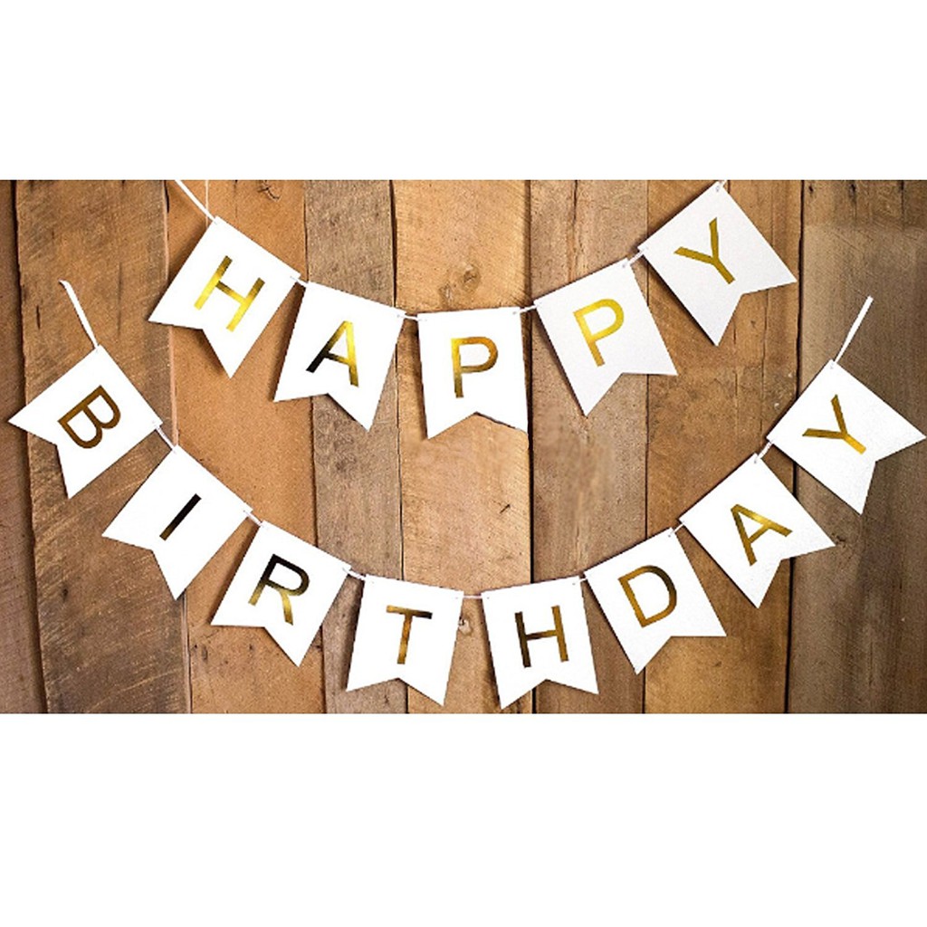 Dây Chữ Happy Birthday Ép Kim Trang Trí Các Combo Bong Bóng Sinh Nhật, Bàn Tiệc, Dây Banner Happy Birthday