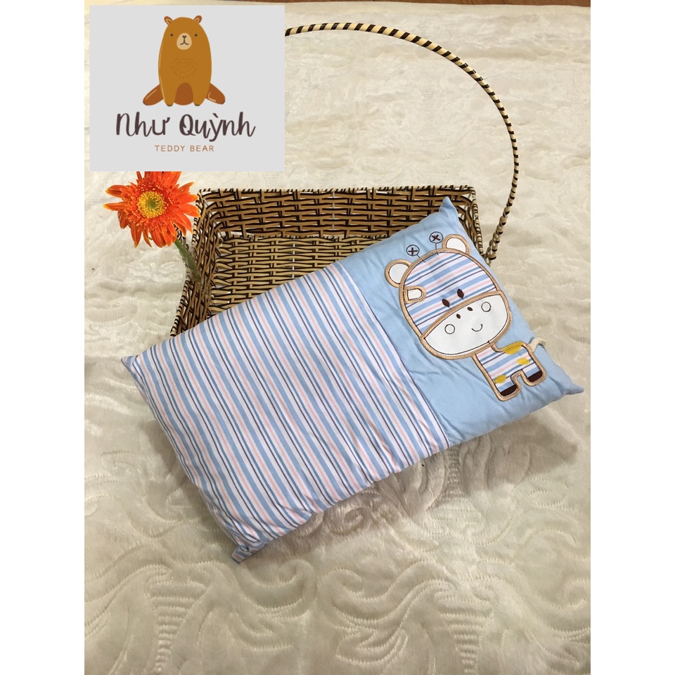 Gối cho bé 2 tuổi đến 10 tuổi, gối massage con bò gối trẻ em cotton 100% vỏ 30x50 cm