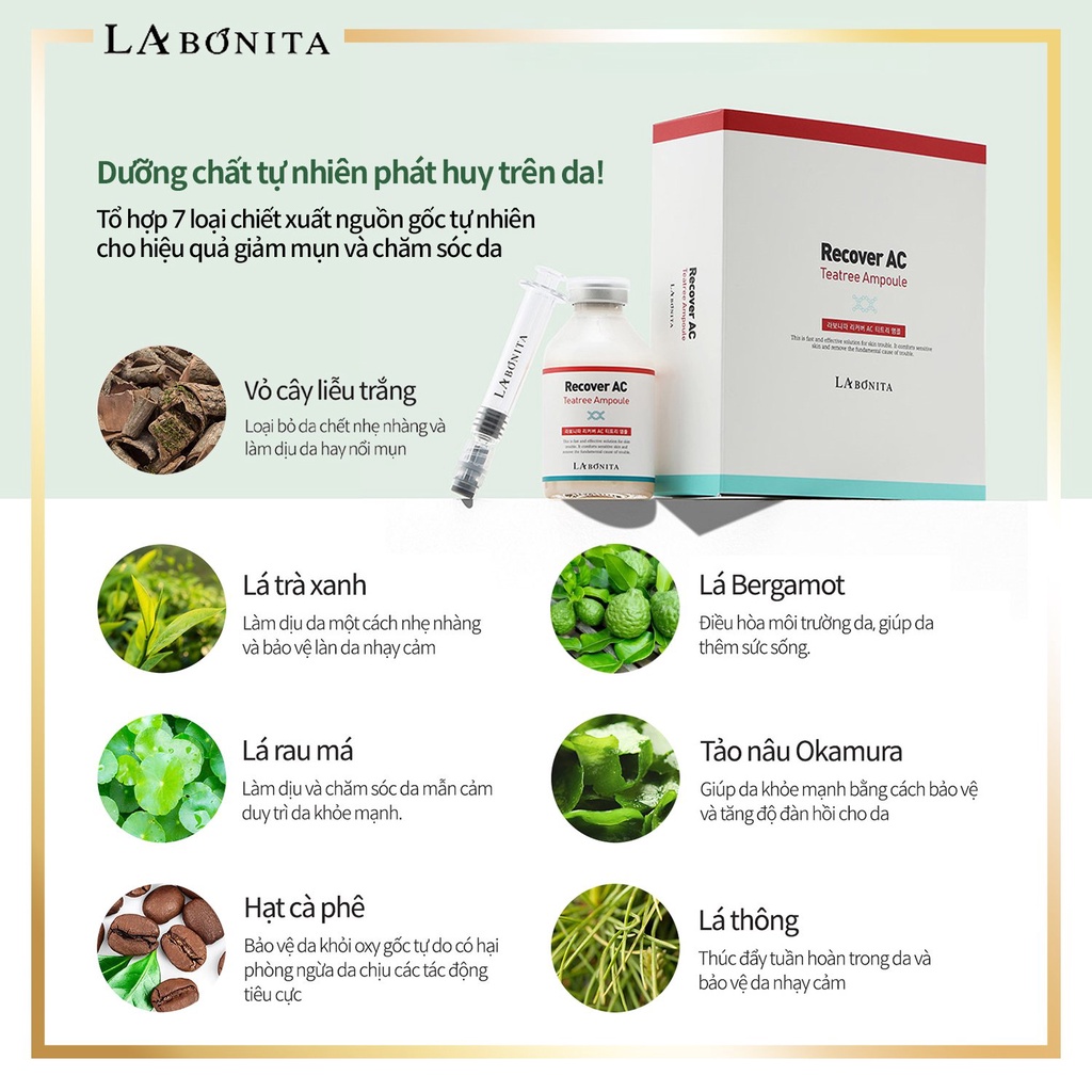 Labonita Recover AC Tea Tree Ampoule-Tinh chất phục hồi dưỡng da cho da mụn 40ml