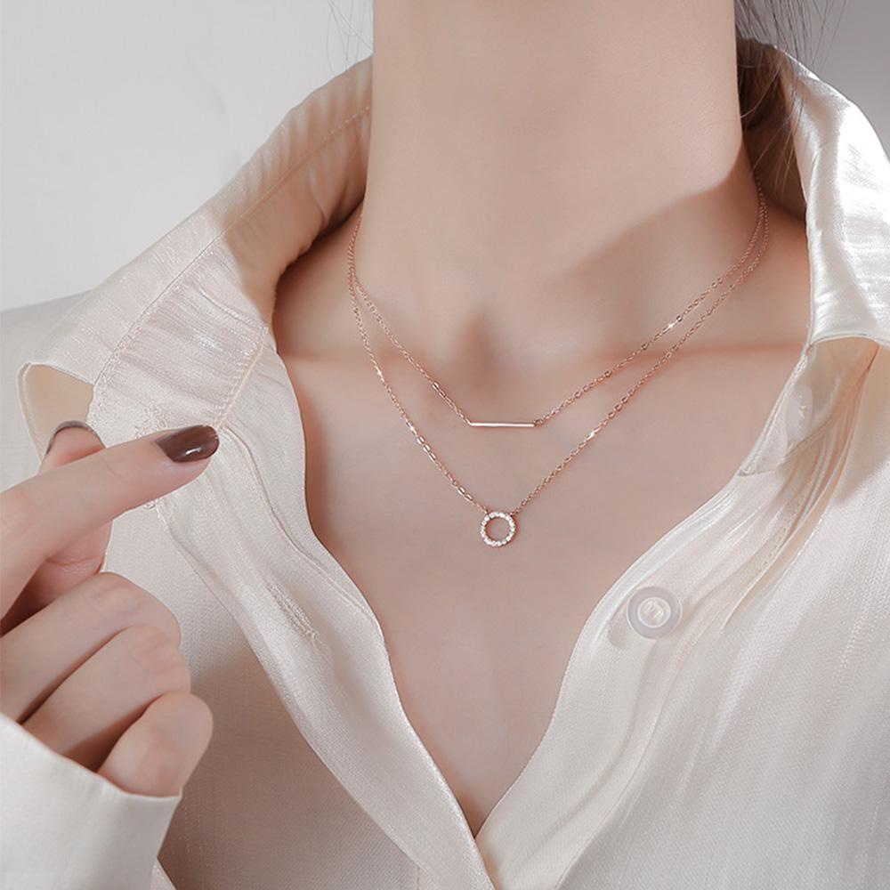 Vòng Cổ Choker Hai Lớp Mặt Tròn Đơn Giản Thời Trang