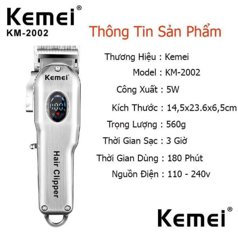 Tông Đơ Cắt Tóc Kemei 2002 Cao Cấp Chuyên Nghiệp  - Đã Mài Chuốt Lưỡi - Bảo Hành 12 Tháng - Lỗi 1 Đổi 1