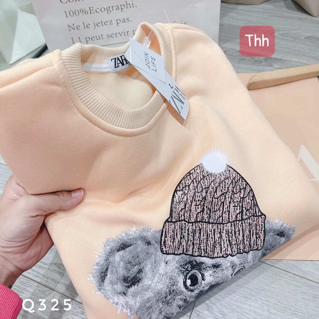 ÁO NỈ BE IN GẤU ĐỘI MŨ
