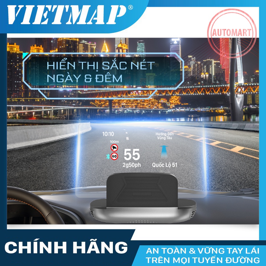 Màn hình hiển thị thông minh HUD H1N, cảnh báo giao thông, dẫn đường.