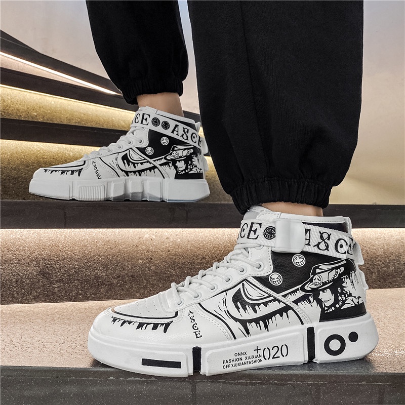 Giày sneaker in họa tiết anime One Piece kiểu dáng thời trang cho nam