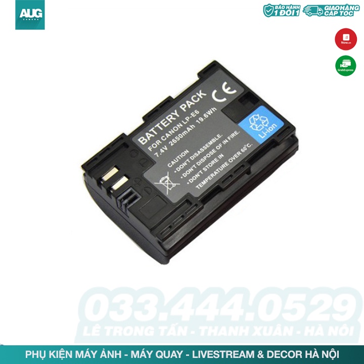 Pin máy ảnh LP-E6 cho Canon EOS 5D2 5D3 6D 70D 7D 60D camera battery - AUG Camera &amp; Decor Hà Nội