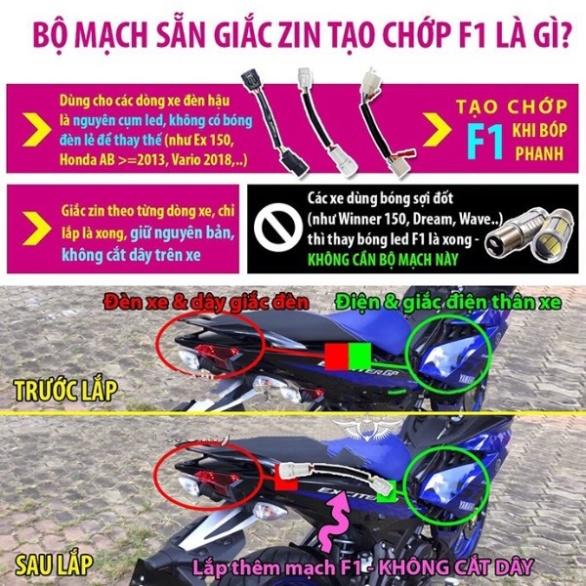 Mạch Nháy Đèn Hậu Stop F1 cho Sh 2017, Sh 2018, Sh 2019, Sh 2020, Sh 2021, Sh 2022 Nhiều Kiếu Chớp Lắp Như Zin