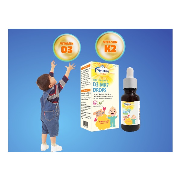 Vitamin AVISURE D3 MK7 DROPS 20ml Bổ Sung Vitamin D3,K2 Giúp Bé Hấp Thu Canxi, Phát Triển Chiều Cao