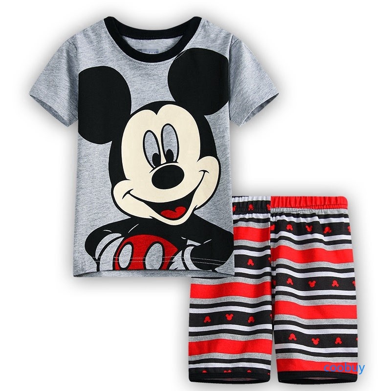 Bộ Pajamas áo thun tay ngắn hình Mickey + Quần short cho bé trai