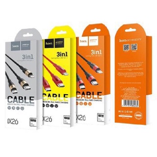 Cáp sạc Hoco X26 3 đầu IP- Micro-Type C dây dù chống đứt
