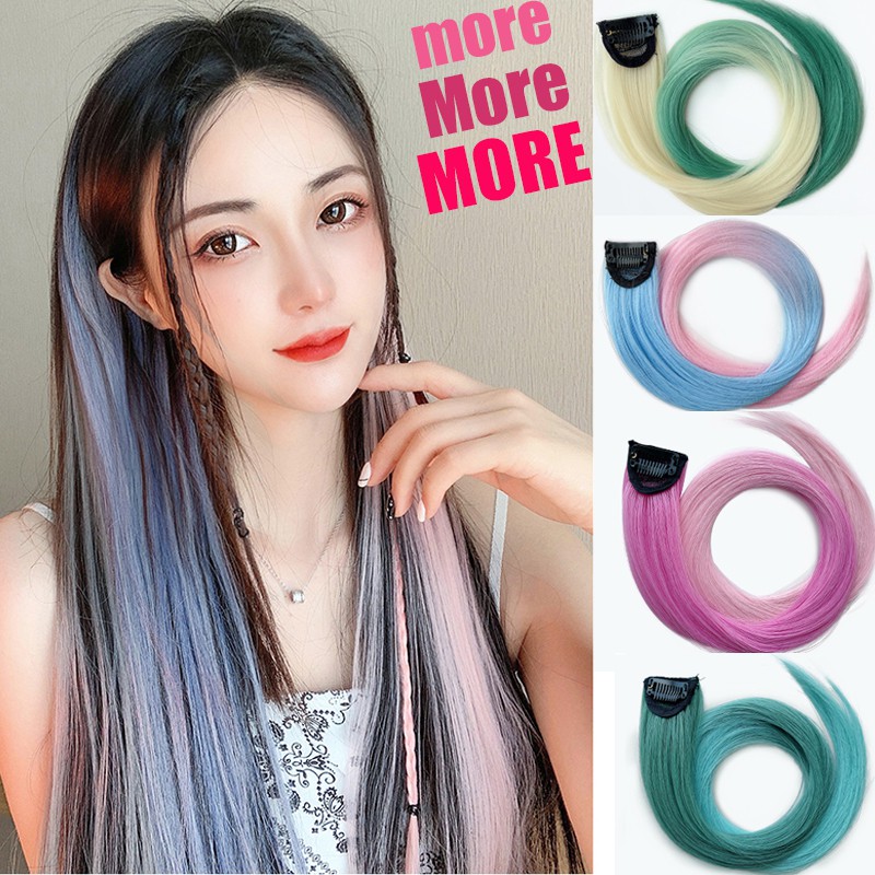 Tóc Giả Thẳng Nhuộm Ombre Tím Hồng Thời Trang Nữ Tính