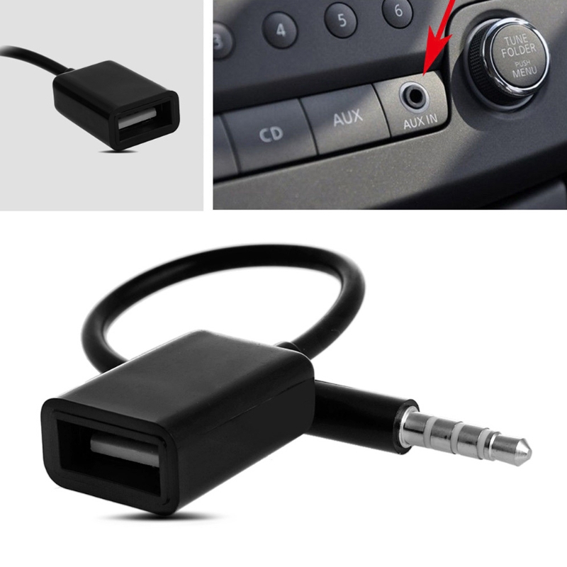 Cáp chuyển đổi AUX từ đầu cắm 3.5mm sang lỗ cắm USB 2.0 cho máy nghe nhạc MP3 cho xe hơi